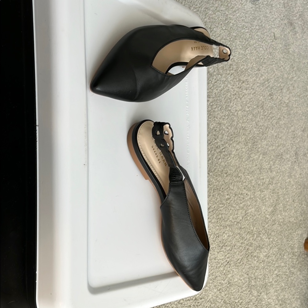 Black sling back flats